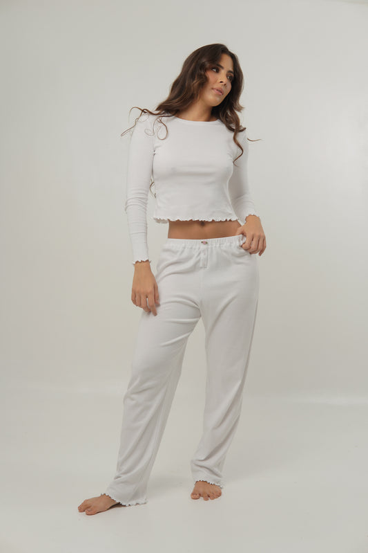 Conjunto Pant y Camiseta manga larga Blanco