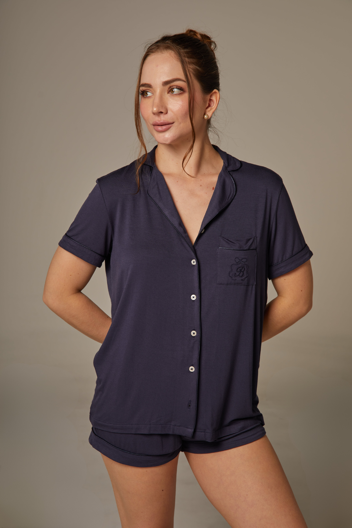 The Glow up Bianca Pj Short Set - Azul