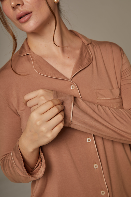 The Glow up Bianca Pj Pant Set - Nude