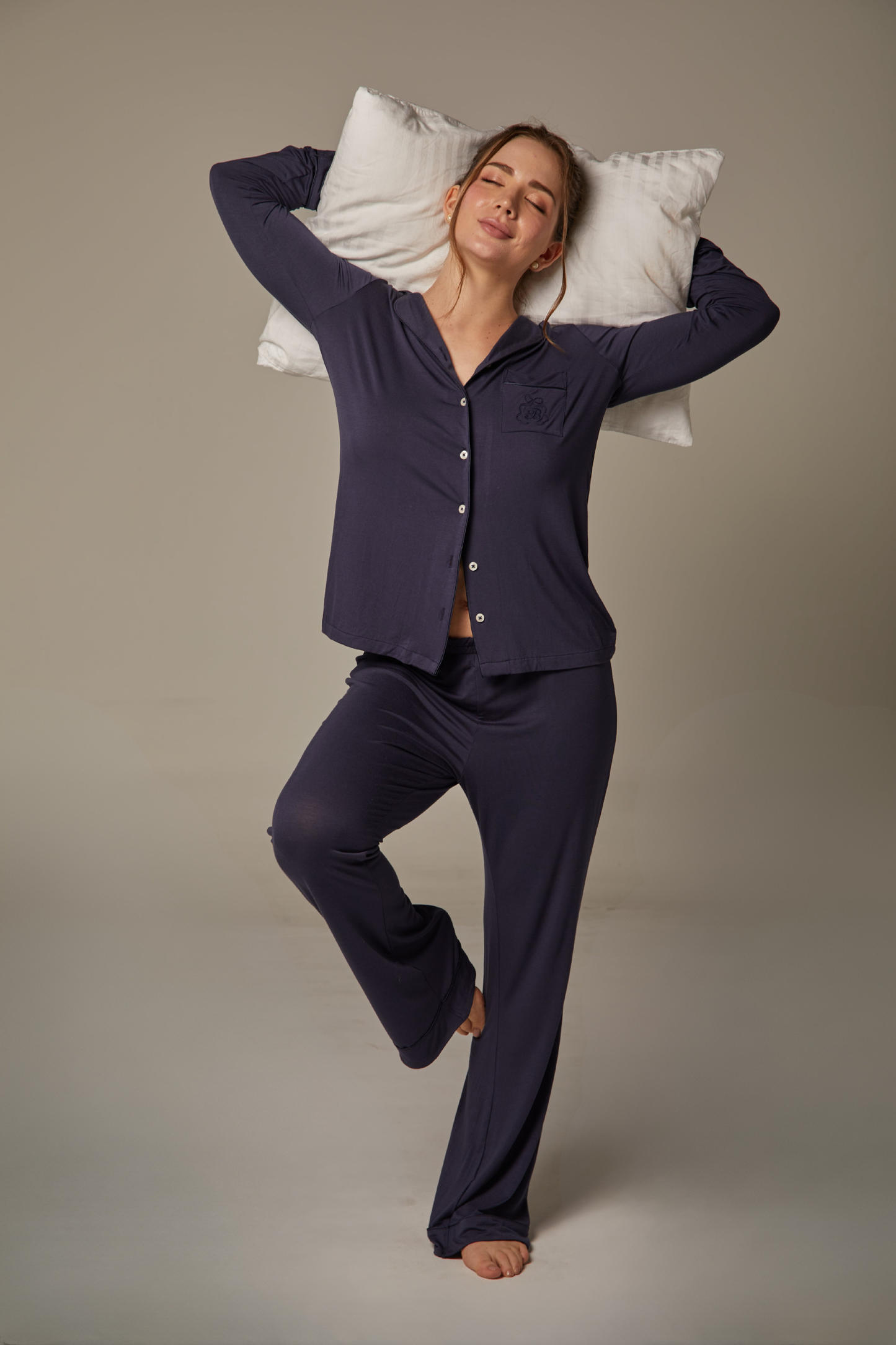 The Glow up Bianca Pj Pant Set - Azul