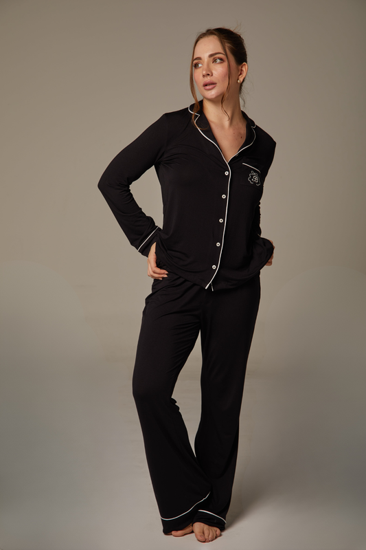 The Glow up Bianca Pj Pant Set - Negro