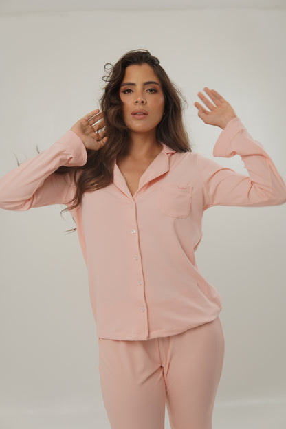 Set RIB Pj Pant Bianca Rosa