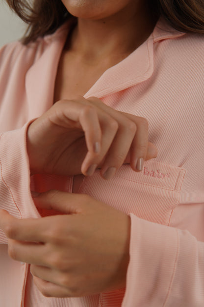 Set RIB Pj Pant Bianca Rosa