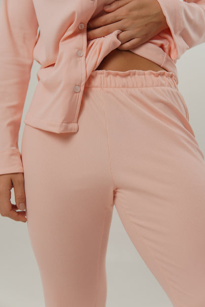 Set RIB Pj Pant Bianca Rosa