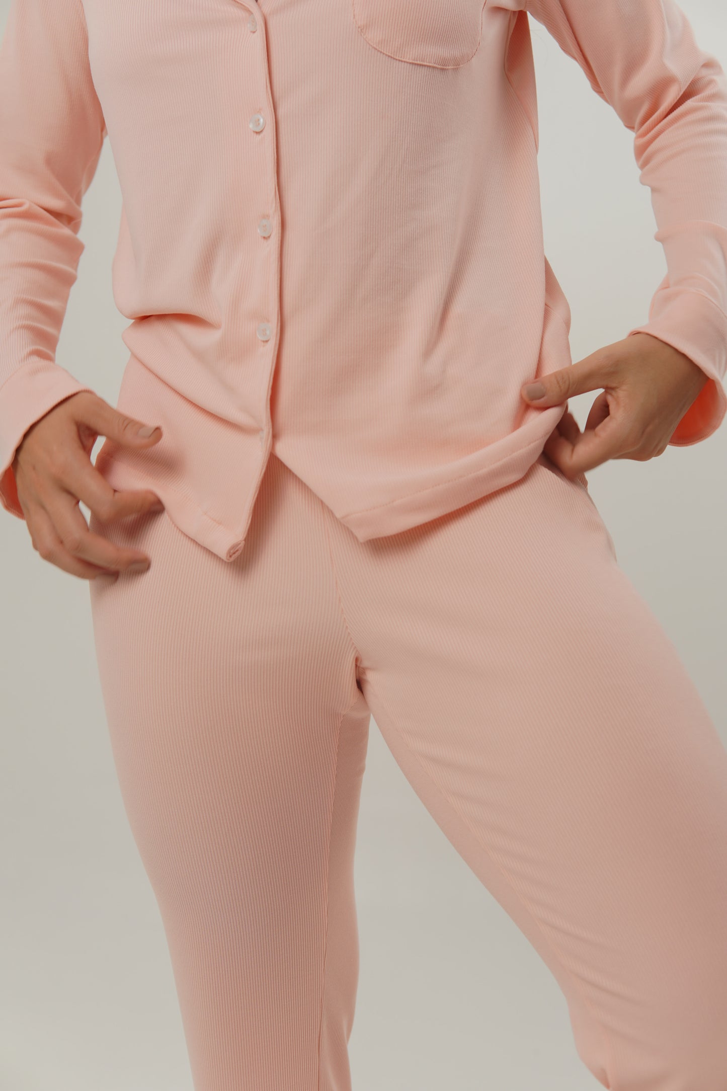 Set RIB Pj Pant Bianca Rosa