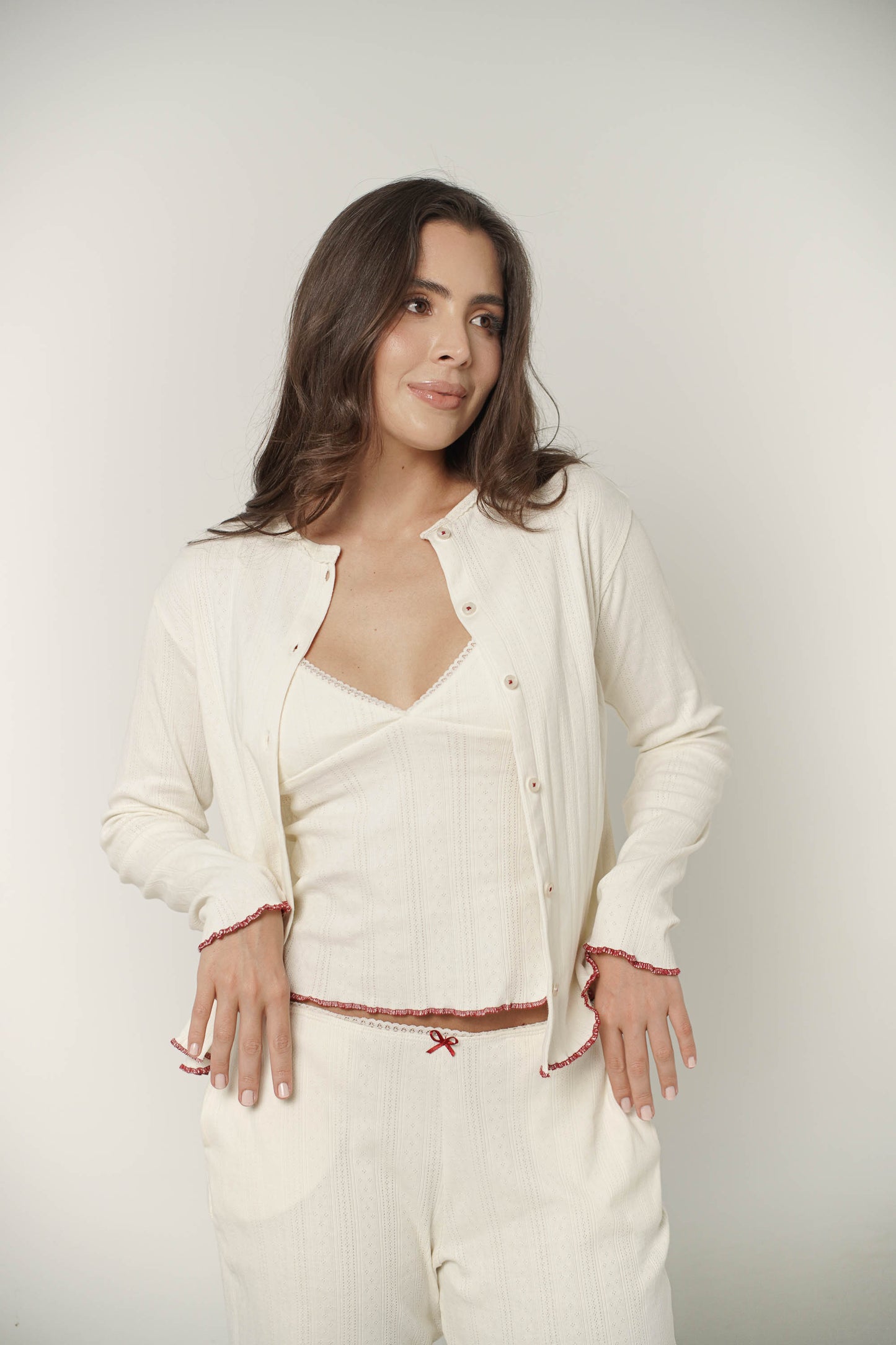 Daily Note Cardigan - Pointelle