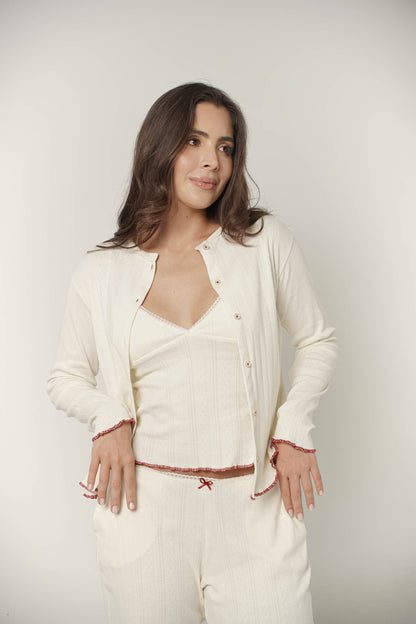Daily Note Cardigan - Pointelle