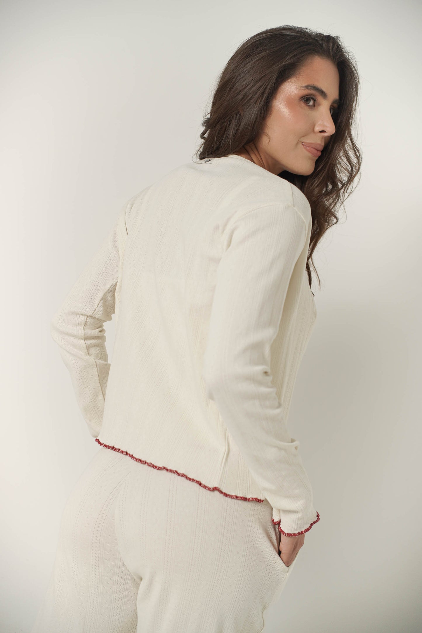 Daily Note Cardigan - Pointelle
