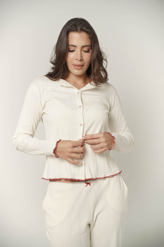 Daily Note Cardigan - Pointelle